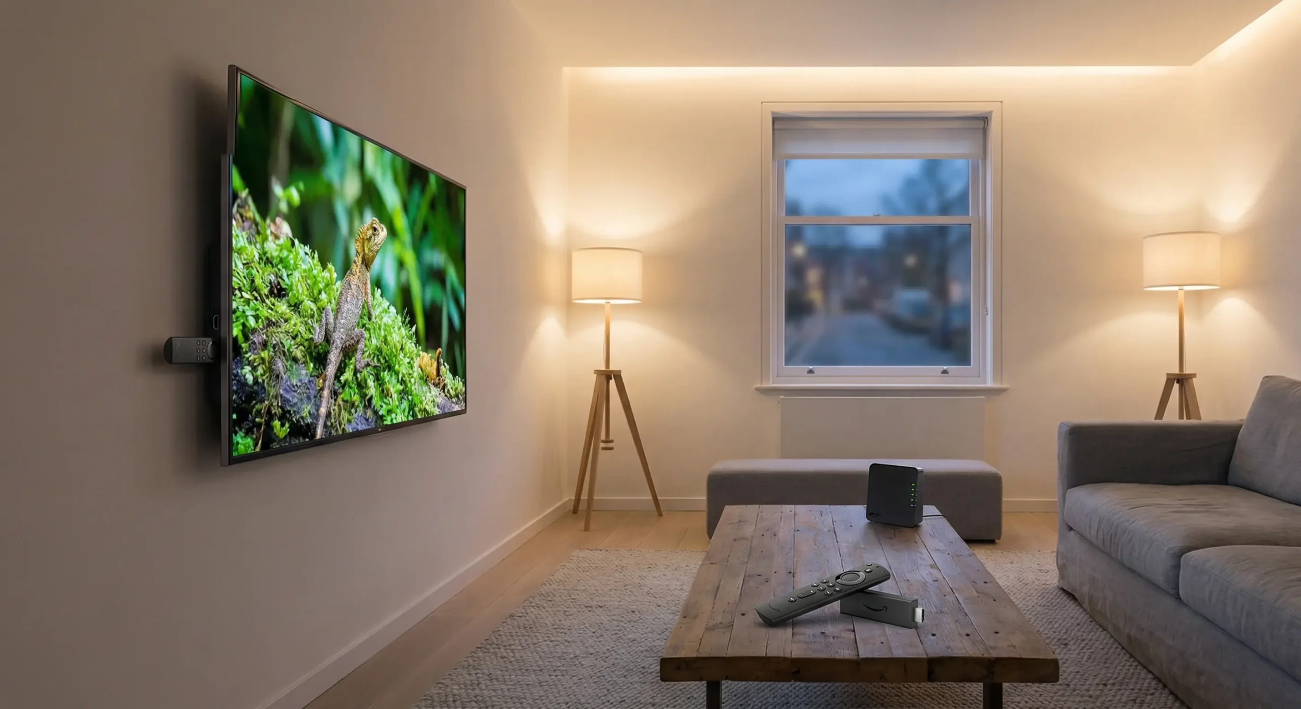 Firestick device connected to smart TV representing IPTV for Firestick UK setup